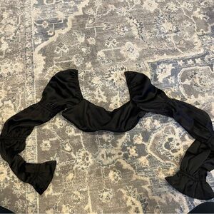 Black Puff Sleeve Crop Top